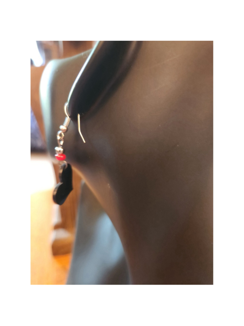 Heart Shape Red Blue Flag Earrings - Picture 4 of 6
